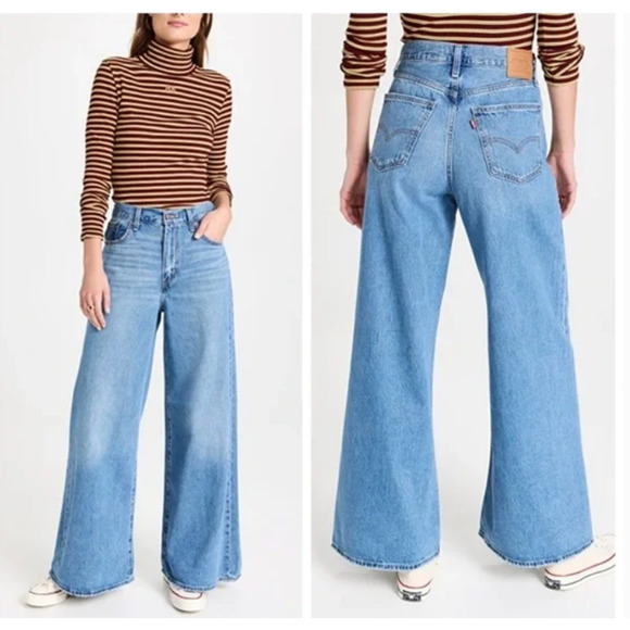 Levi's Denim - Levi's XL Flood Jeans Womens Size 25 Wide Leg Mid Rise Loose Baggy Denim Stretch
